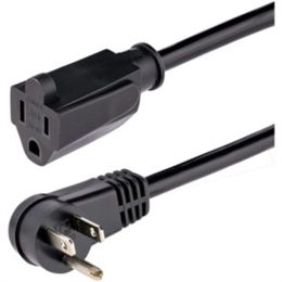 StarTech.com 6ft (2m) Power Extension Cord, Right Angle NEMA 5-15P to NEMA 5-15R, 13A 125V, 16AWG, Black, Flat Outlet Extension Cable