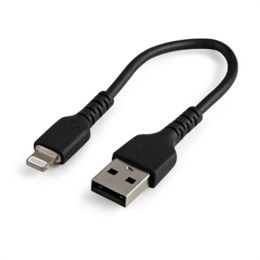 StarTech.com 6 inch/15cm Durable Black USB-A to Lightning Cable, Rugged Heavy Duty Charging/Sync Cable for Apple iPhone/iPad MFi Certified