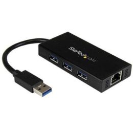 StarTech.com 3 Port Portable USB 3.0 Hub with Gigabit Ethernet Adapter NIC - Aluminum w/ Cable