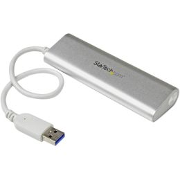 StarTech.com 4 Port Portable USB 3.0 Hub with Built-in Cable - Aluminum and Compact USB Hub