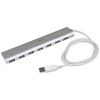 StarTech.com 7 Port Compact USB 3.0 Hub with Built-in Cable - Aluminum USB Hub - Silver