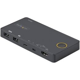 StarTech.com 2 Port Hybrid USB-A + HDMI &amp; USB-C KVM Switch, Single 4K 60Hz HDMI 2.0 Monitor, Compact Desktop and/or Laptop HDMI KVM Switch